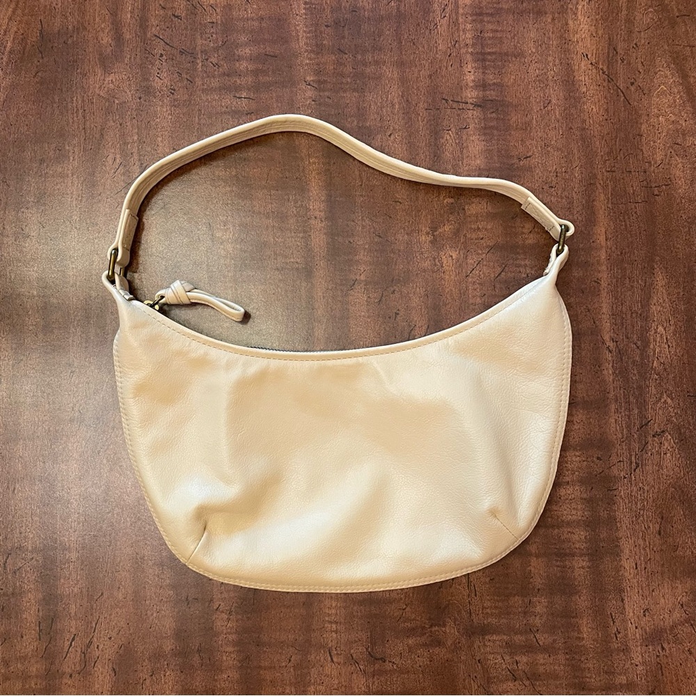 EUC Madewell The Piazza Slouch Leather Shoulder Bag - Sandy Shore - Cream - Tan
